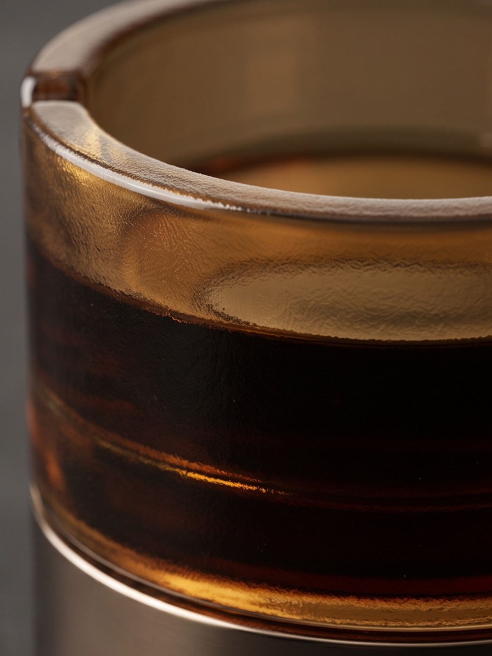 Amber Glass Tumbler - Brown/Gold Accent